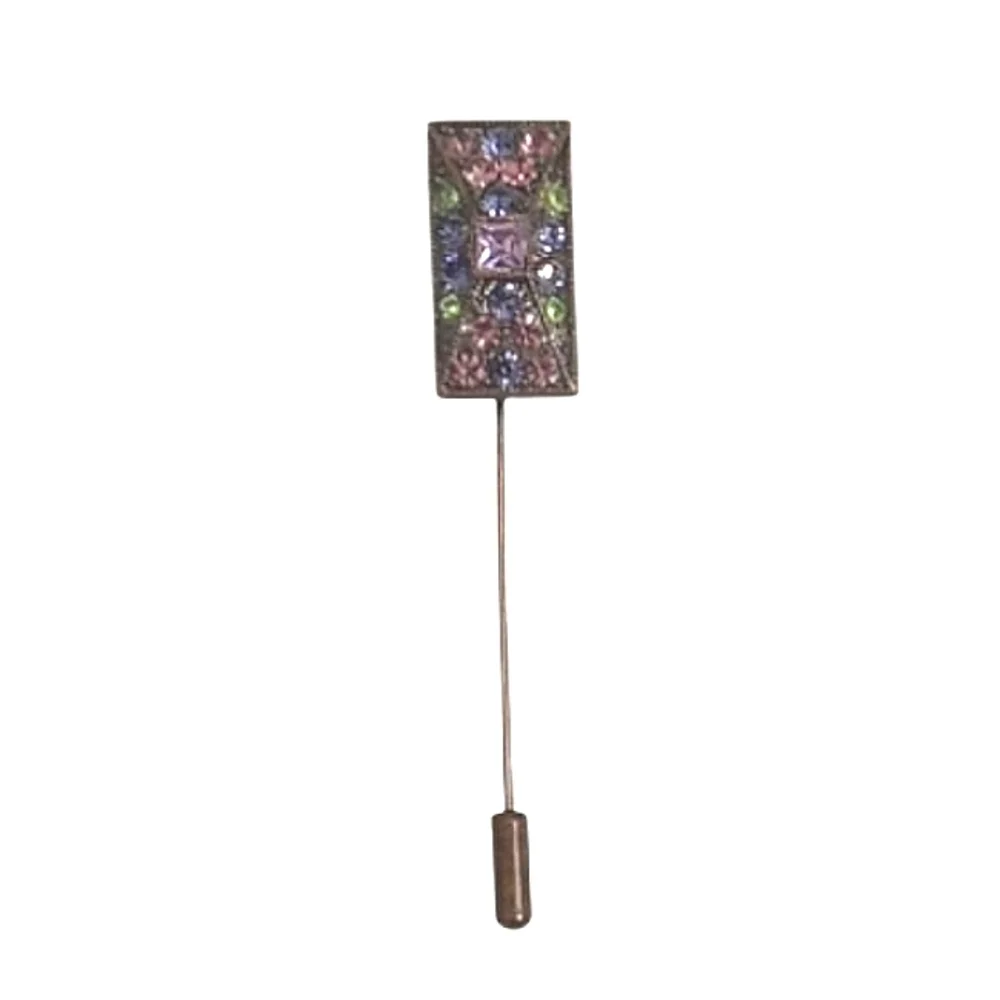 Rhinestone Stick Pin Vintage Multicolor Lapel Pin